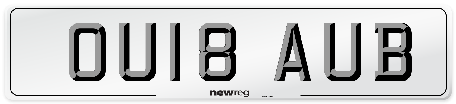 OU18 AUB Number Plate from New Reg